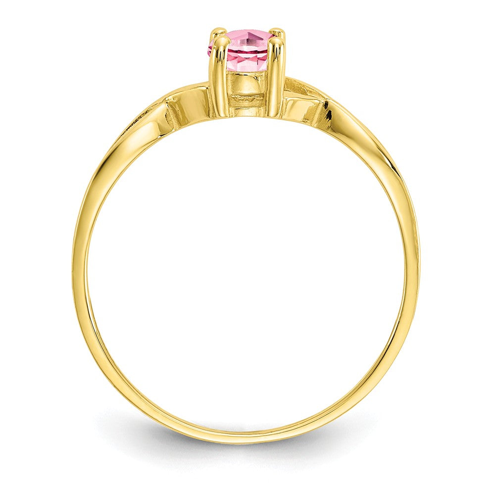 10k Yellow Gold Polished Geniune Pink Tourmaline Birthstone Ring, Size: 7