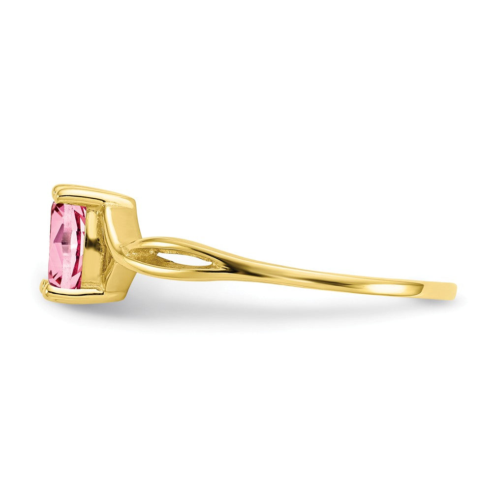 10k Yellow Gold Polished Geniune Pink Tourmaline Birthstone Ring, Size: 7