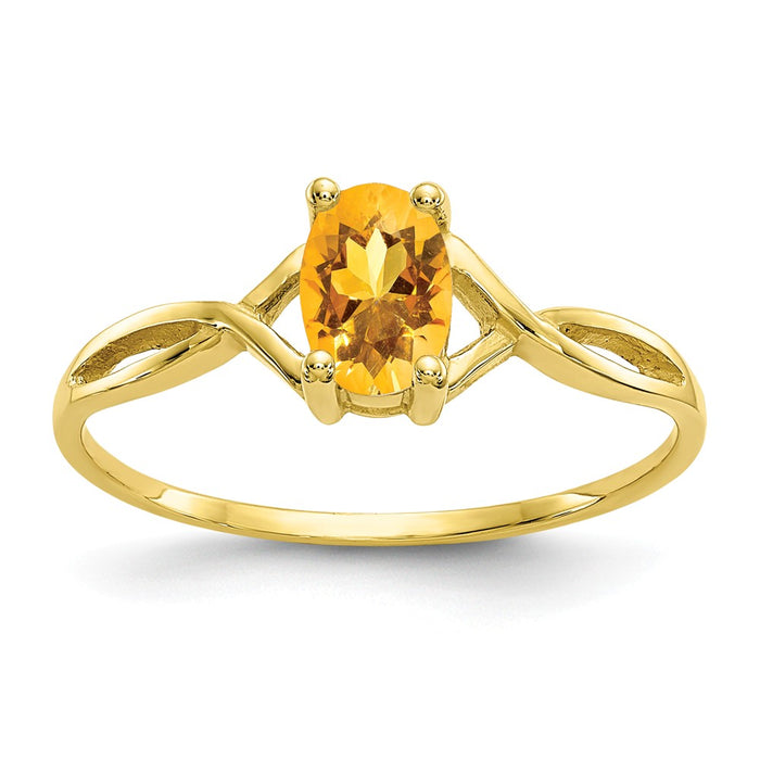 10k Yellow Gold Polished Geniune Citrine Birthstone Ring, Size: 7