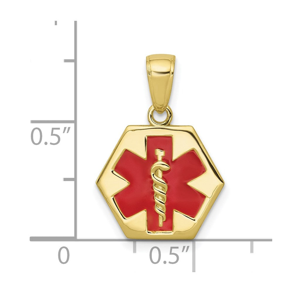 Million Charms 10K Yellow Gold Themed Enameled Medical Disk Pendant