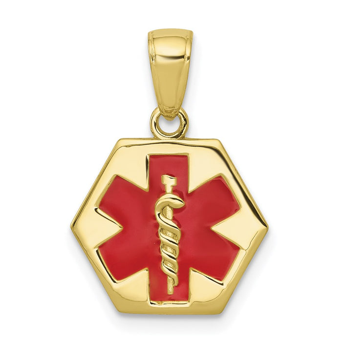 Million Charms 10K Yellow Gold Themed Enameled Medical Disk Pendant