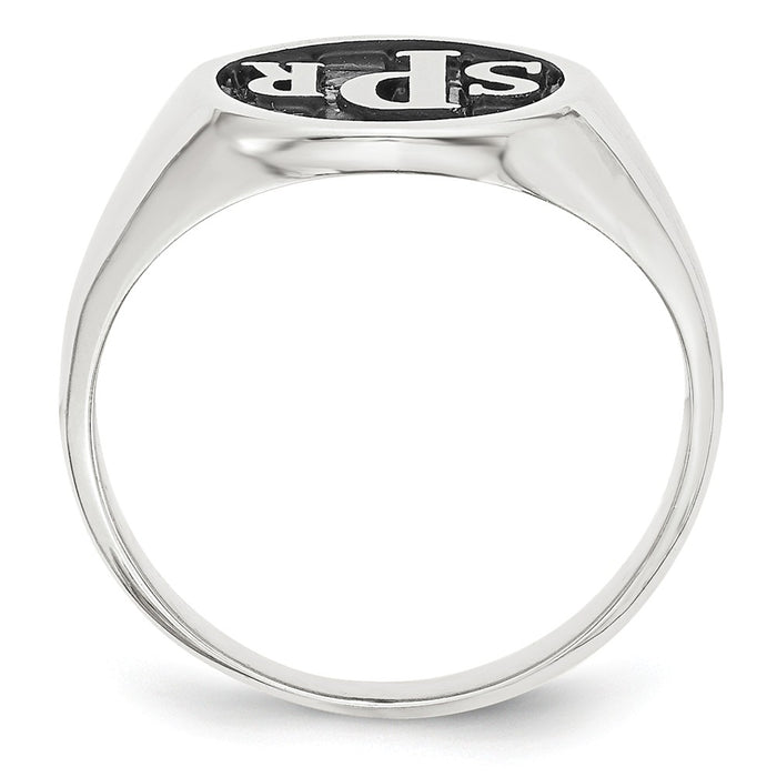 10k White Gold Monogram Signet Ring, Size: 7