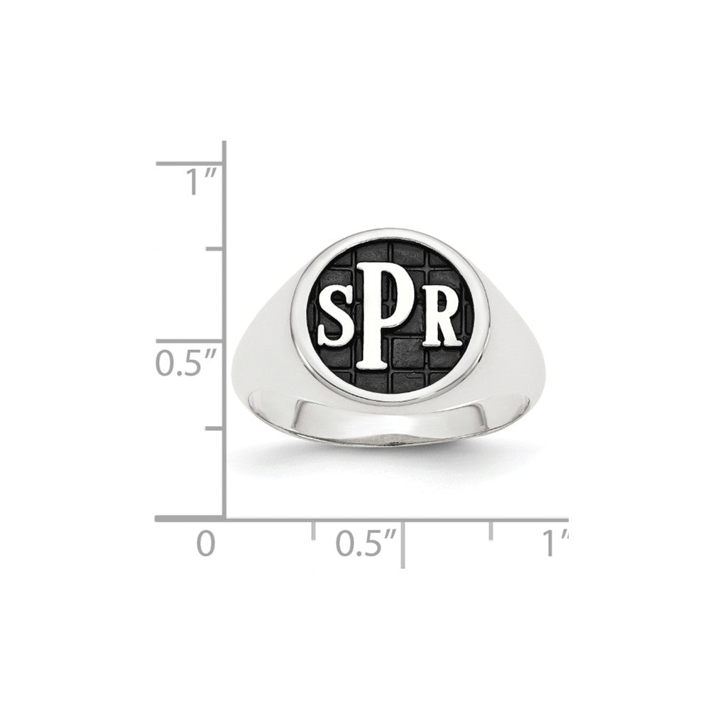 10k White Gold Monogram Signet Ring, Size: 7