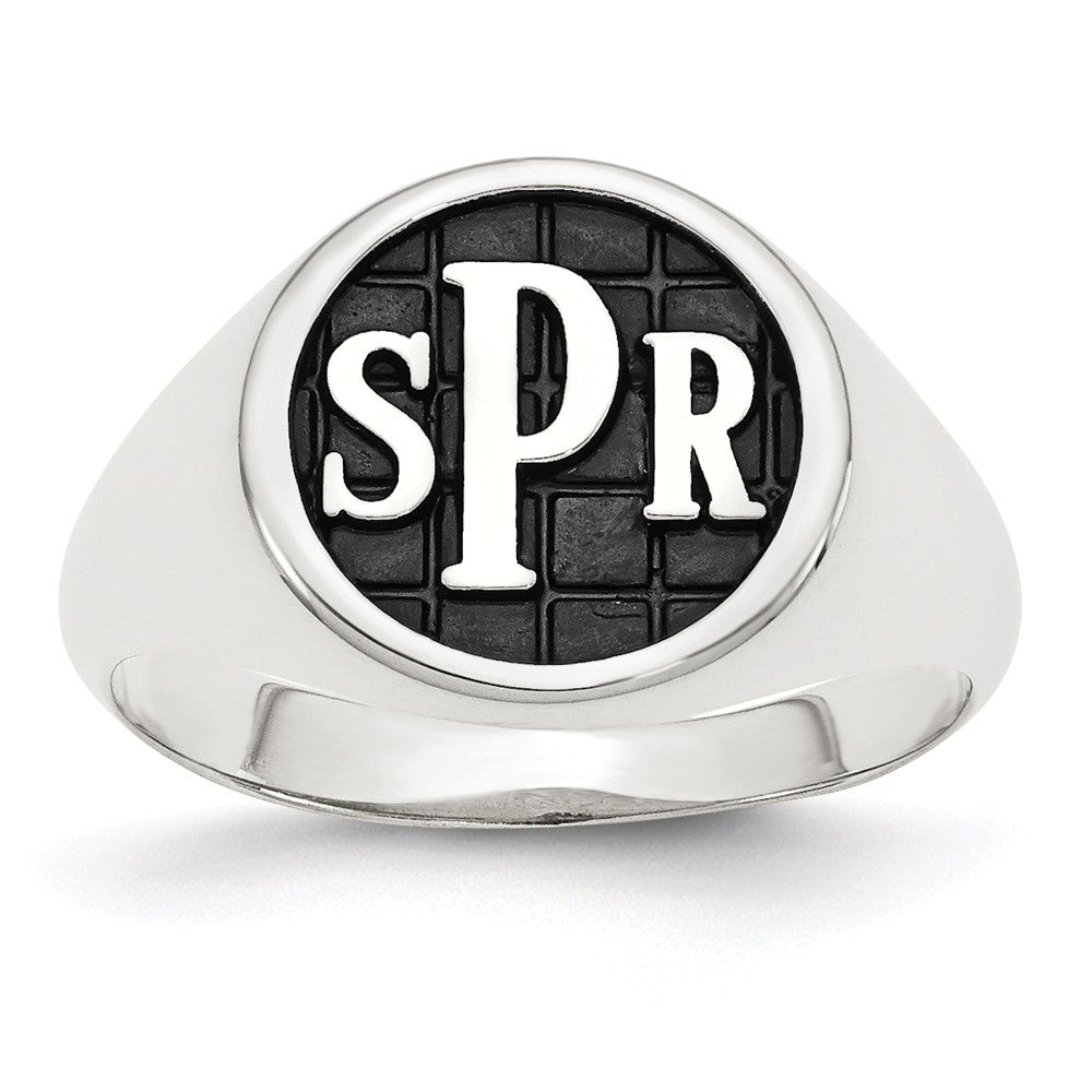 10k White Gold Monogram Signet Ring, Size: 7