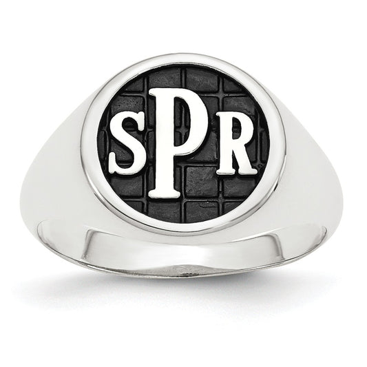 10k White Gold Monogram Signet Ring, Size: 7