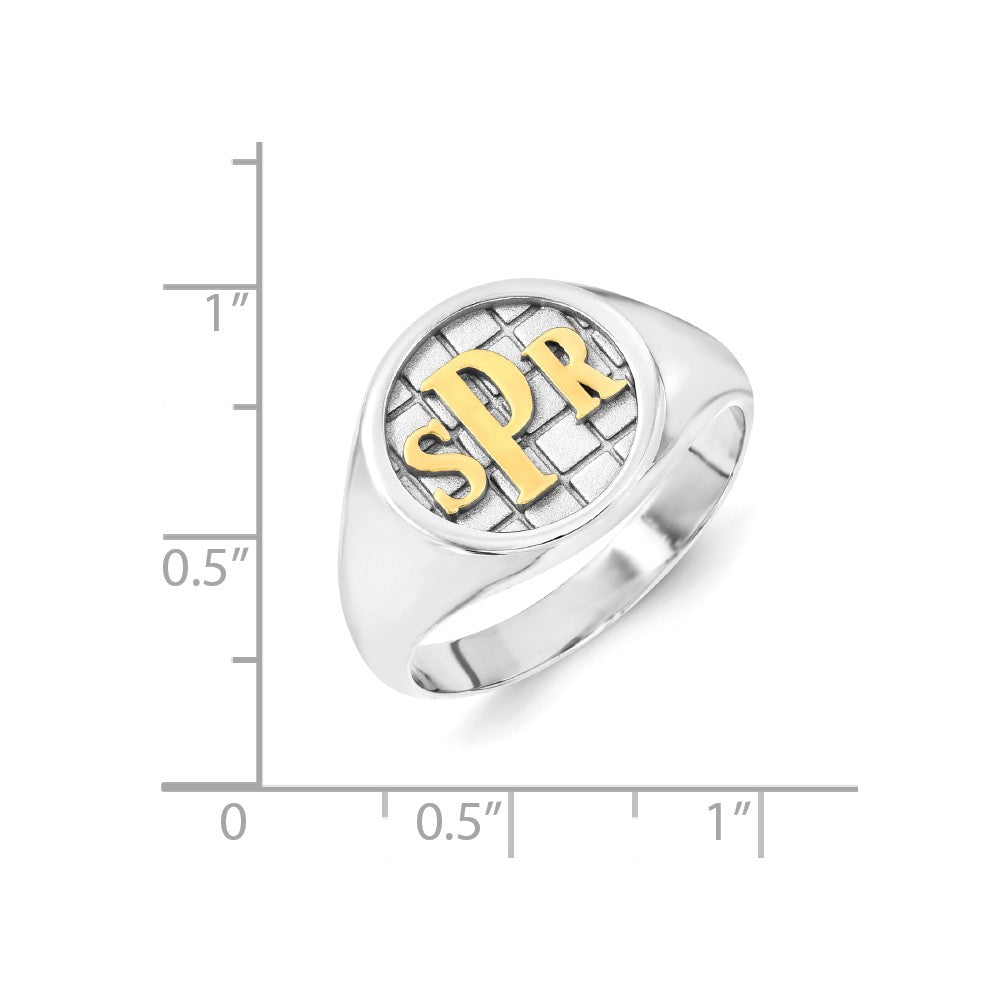 10k White Gold Monogram Signet Ring, Size: 7
