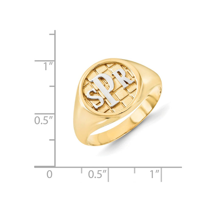 10k Yellow Gold Monogram Signet Ring, Size: 7