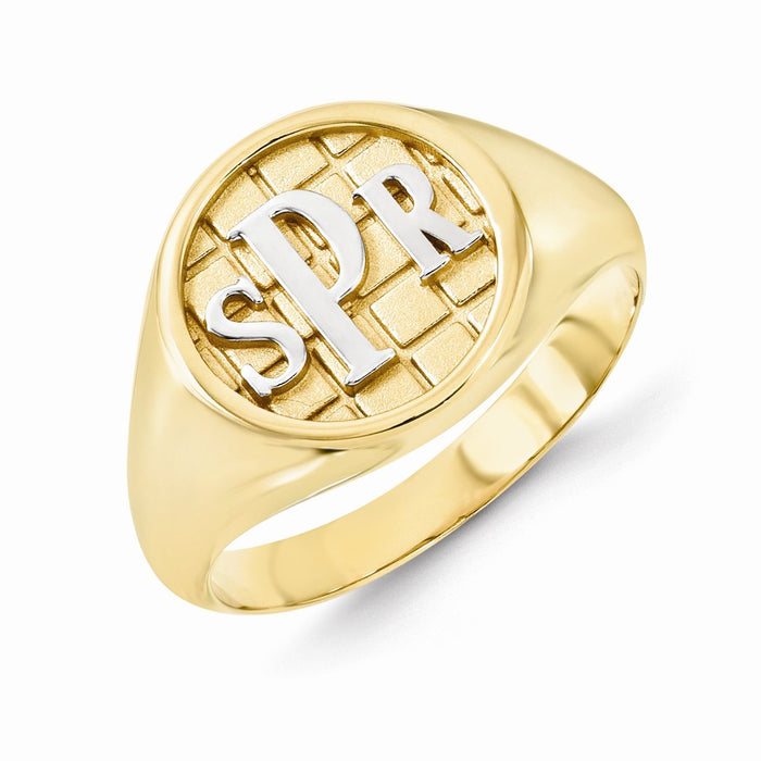10k Yellow Gold Monogram Signet Ring, Size: 7