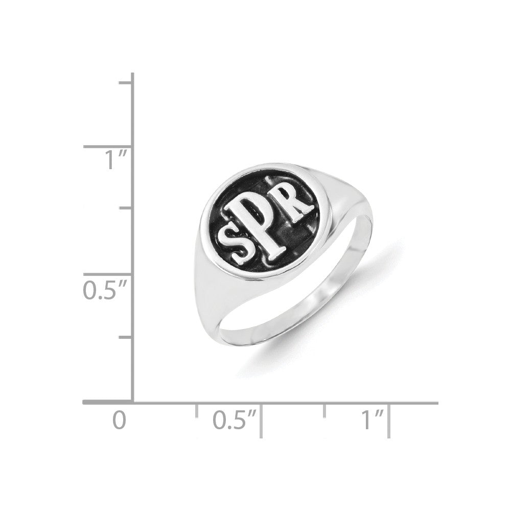 10k White Gold Monogram Signet Ring, Size: 7
