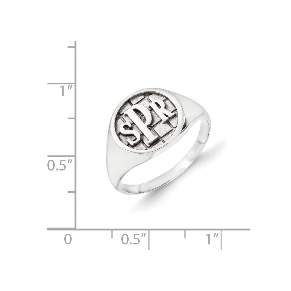 10k White Gold Monogram Signet Ring, Size: 7
