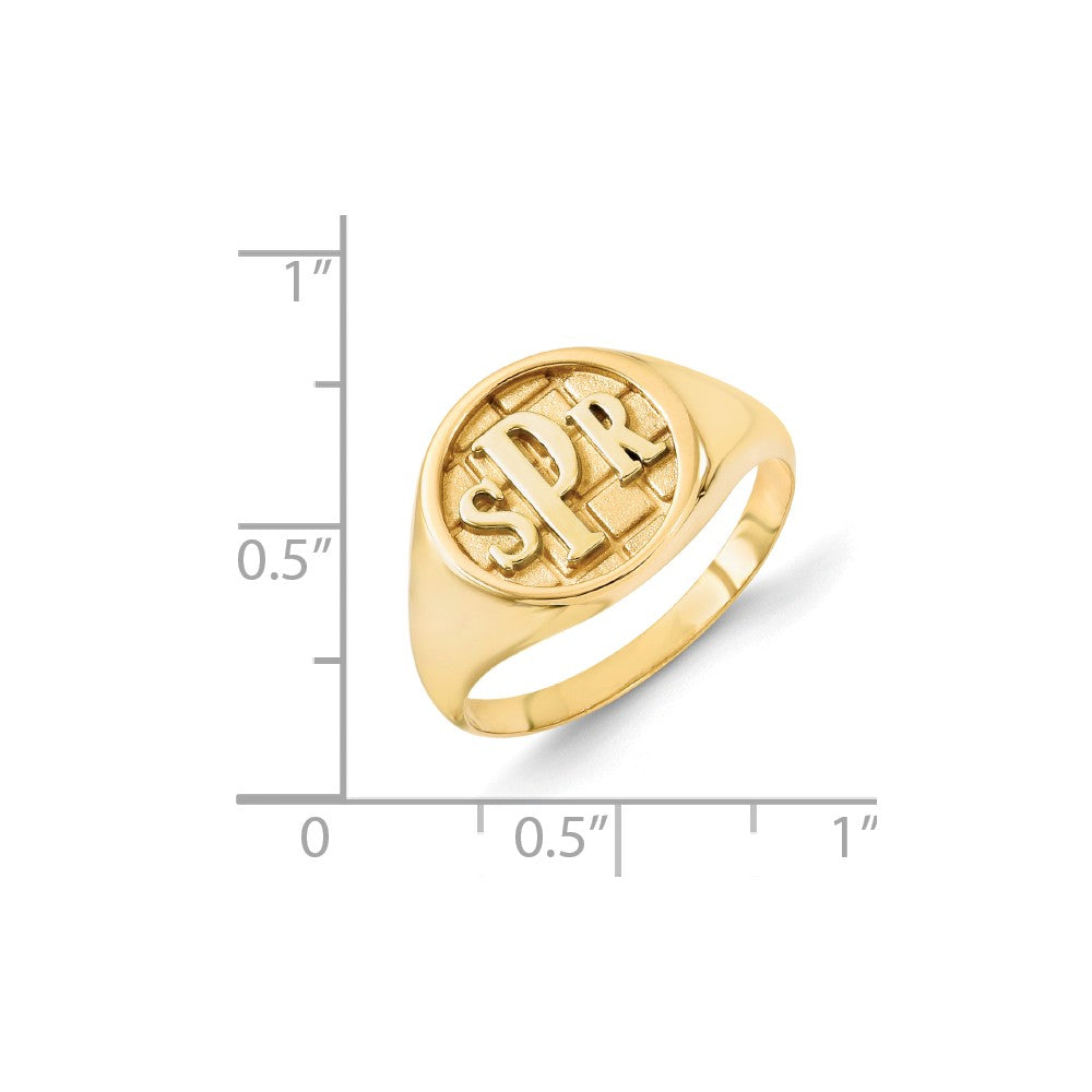 10k Yellow Gold Monogram Signet Ring, Size: 7