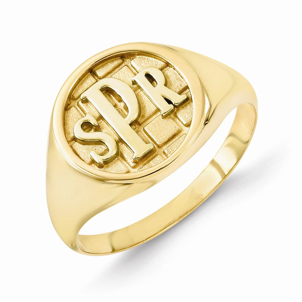 10k Yellow Gold Monogram Signet Ring, Size: 7
