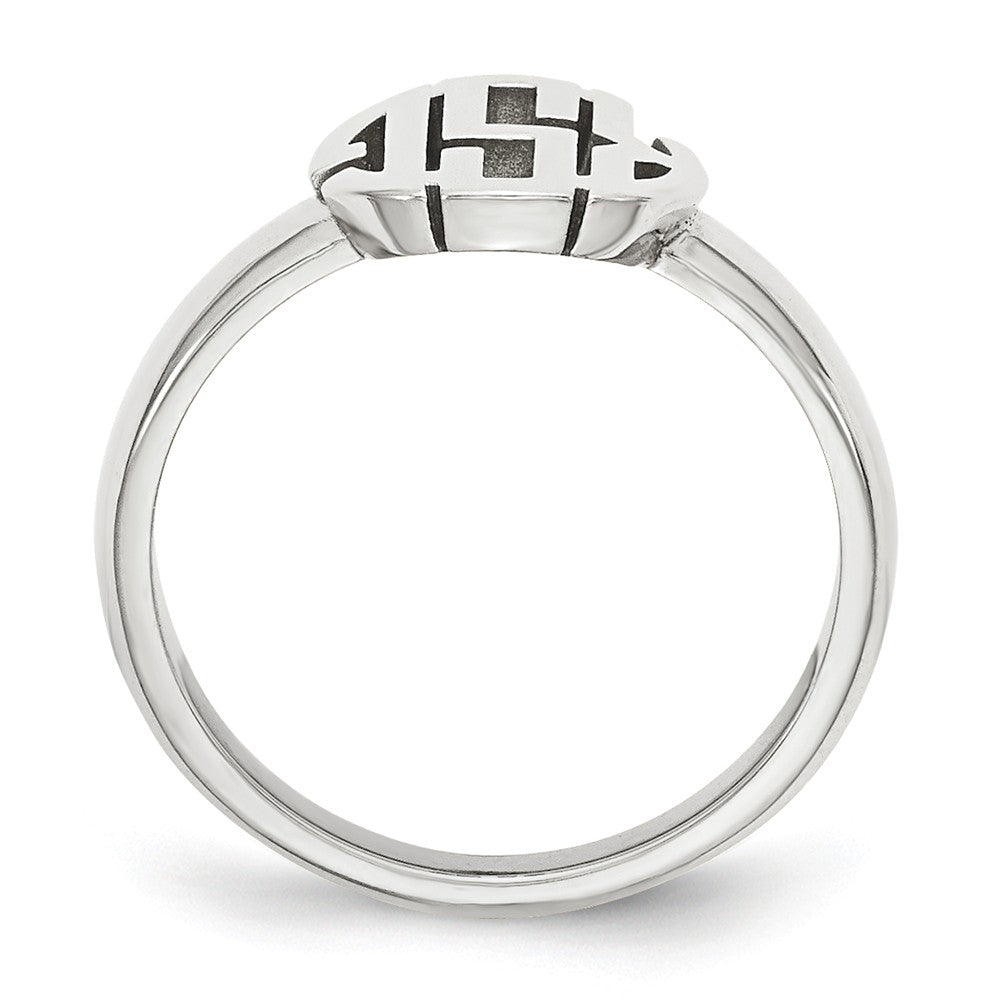 10k White Gold Monogram Signet Ring, Size: 7
