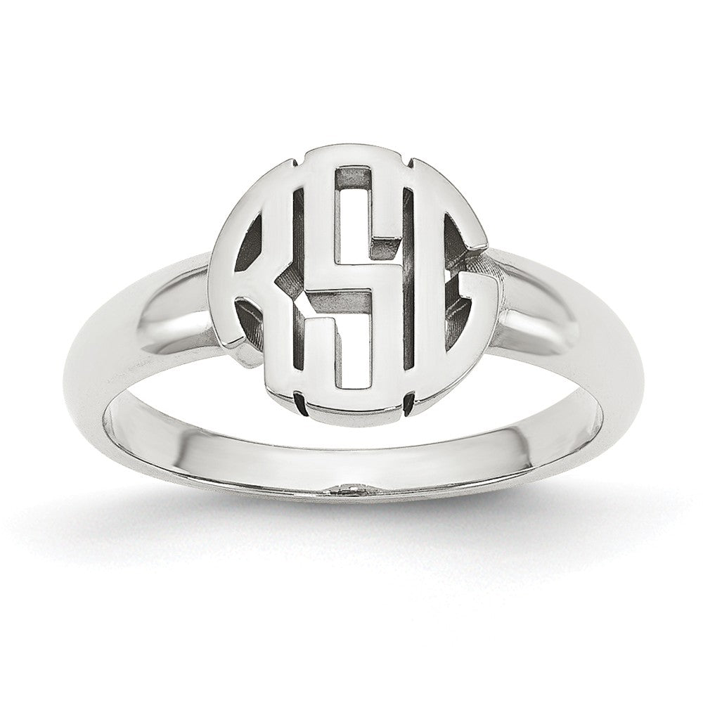 10k White Gold Monogram Signet Ring, Size: 7