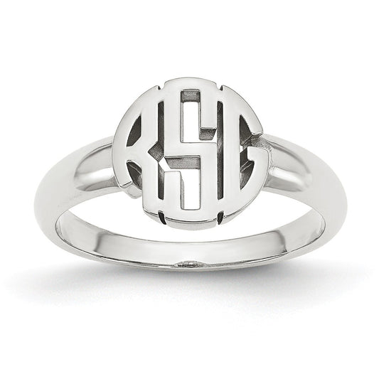 10k White Gold Monogram Signet Ring, Size: 7