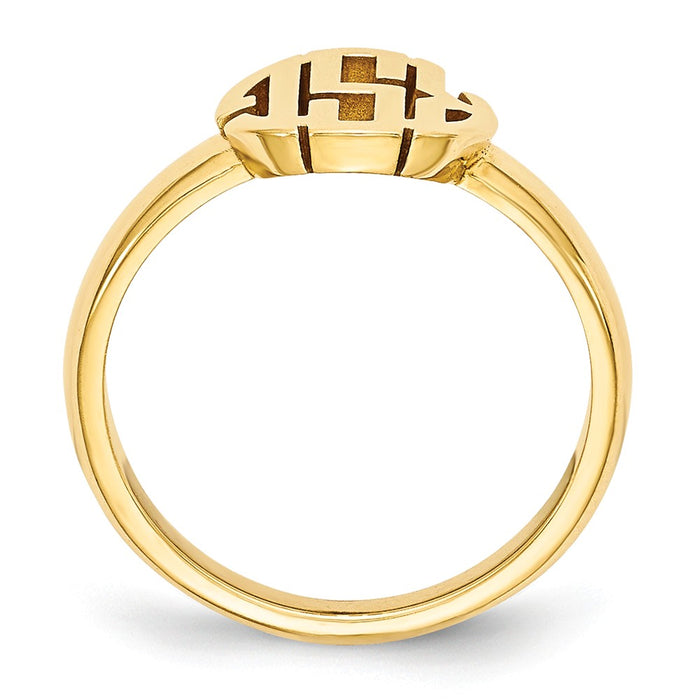 10k Yellow Gold Monogram Signet Ring, Size: 7