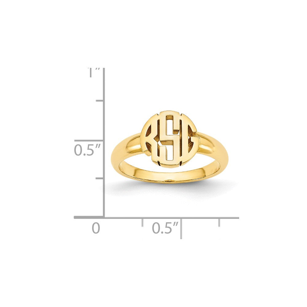 10k Yellow Gold Monogram Signet Ring, Size: 7