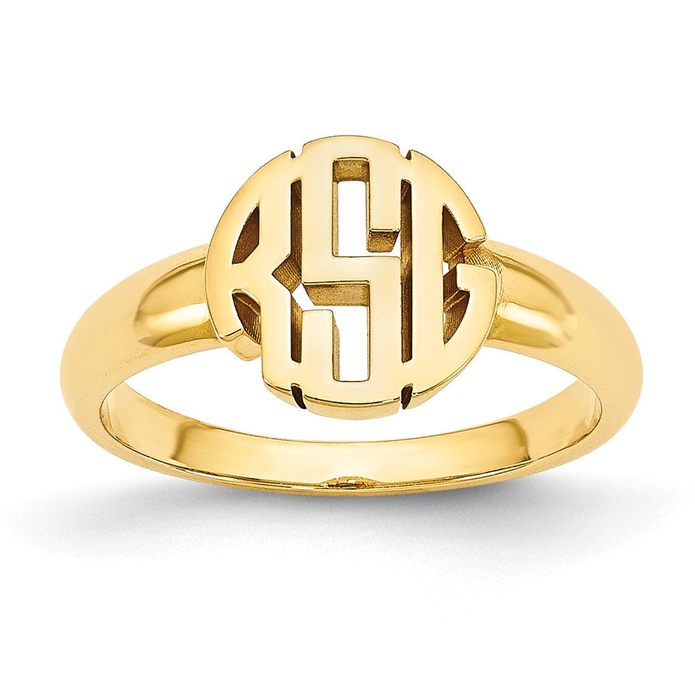 10k Yellow Gold Monogram Signet Ring, Size: 7