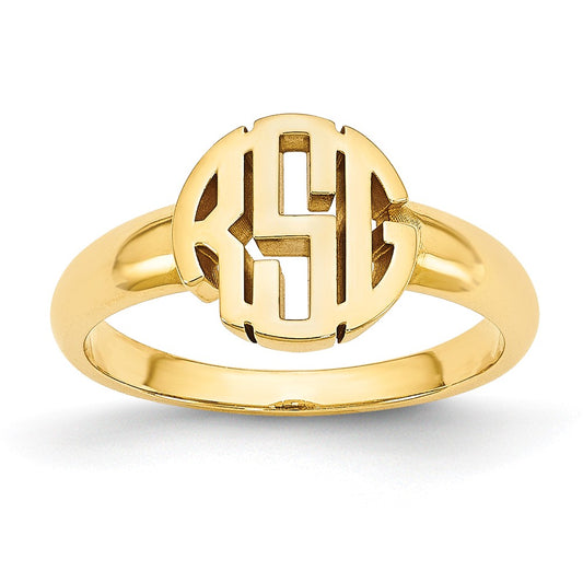 10k Yellow Gold Monogram Signet Ring, Size: 7