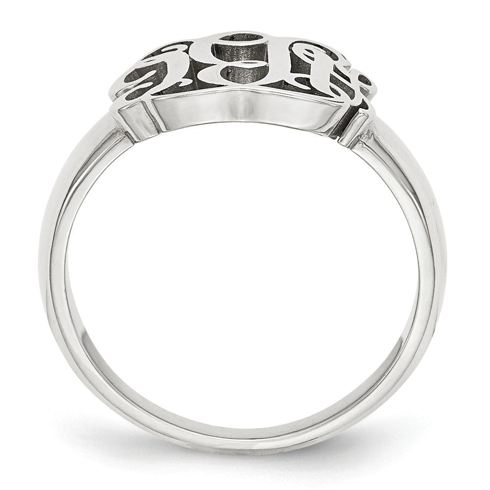 10k White Gold Monogram Signet Ring, Size: 7