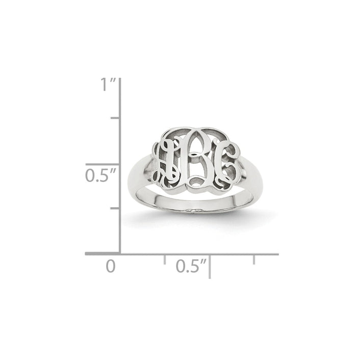 10k White Gold Monogram Signet Ring, Size: 7