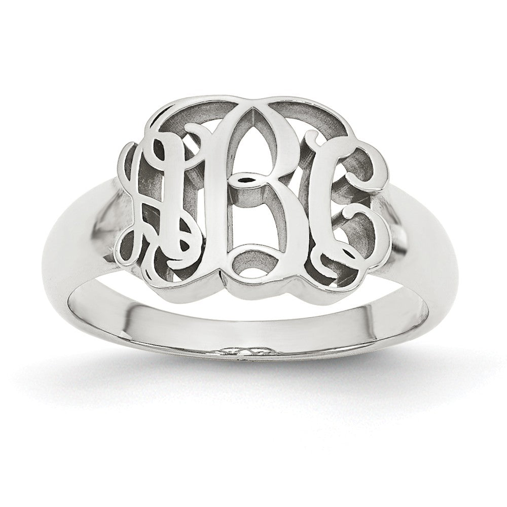 10k White Gold Monogram Signet Ring, Size: 7