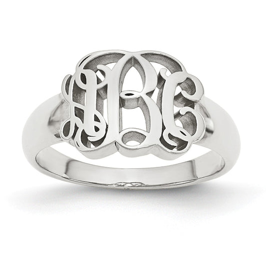 10k White Gold Monogram Signet Ring, Size: 7