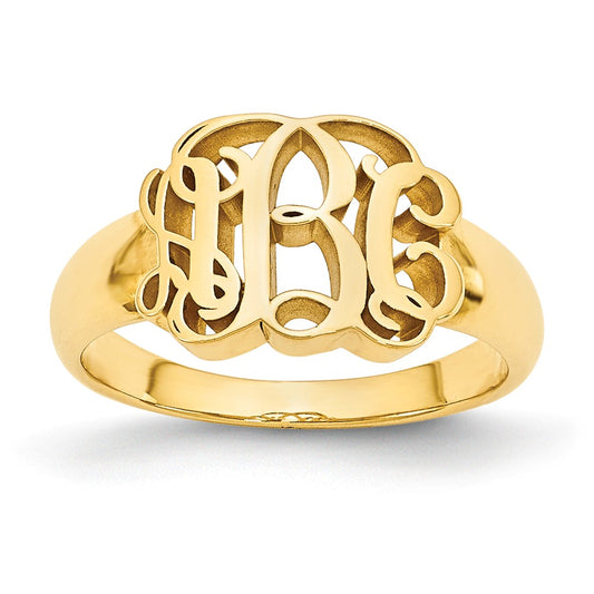 10k Yellow Gold Monogram Signet Ring, Size: 7