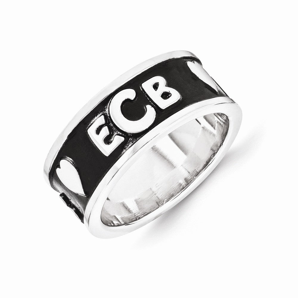 10k White Gold Monogram Signet Ring, Size: 7