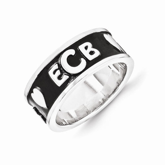 10k White Gold Monogram Signet Ring, Size: 7