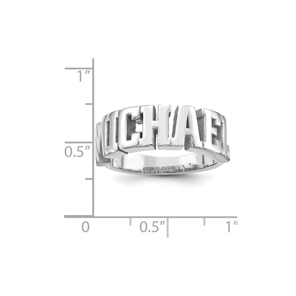 10k White Gold Casted High Polish Name Ring, Size: 10
