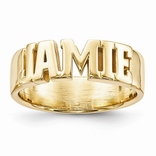 10k Yellow Gold Casted High Polish Name Ring, Size: 7