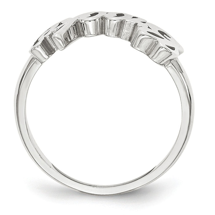 10K White Gold Casted High Polish Name Ring, Size: 7