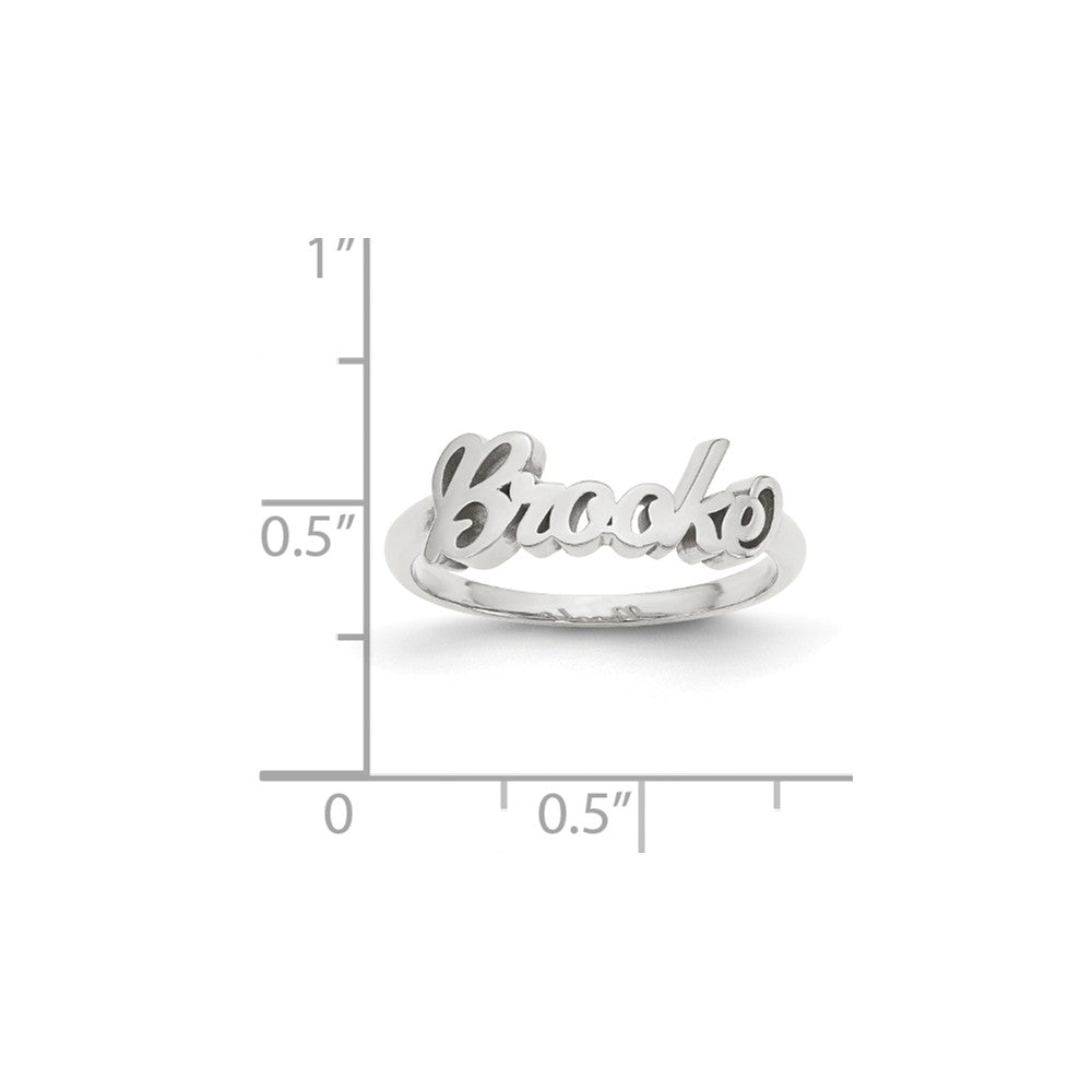 10K White Gold Casted High Polish Name Ring, Size: 7