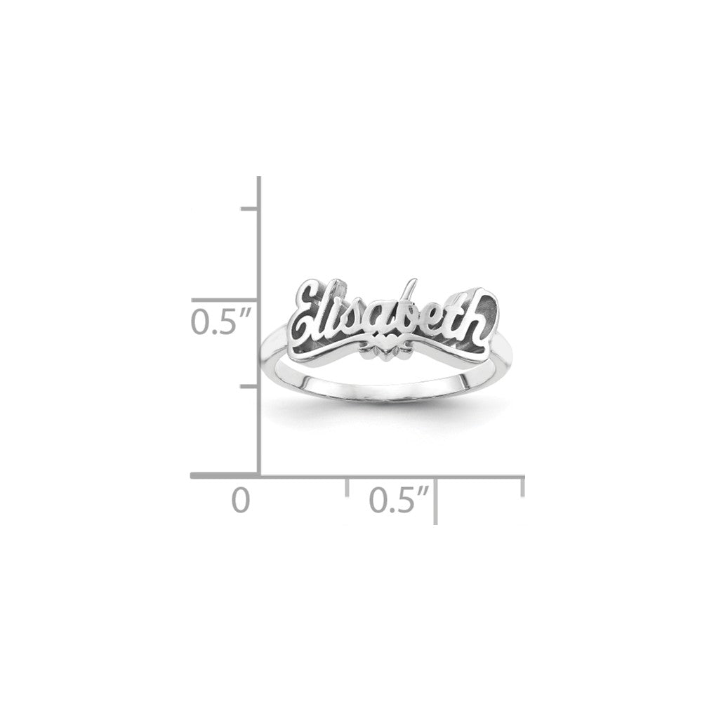 10k White Gold Casted High Polish Name Ring, Size: 7