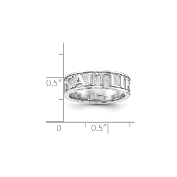 10k White Gold Casted High Polish with Sandblast background Ring, Size: 7