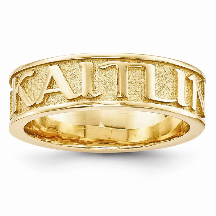 10k Yellow Gold Casted High Polish with Sandblast background Ring, Size: 7