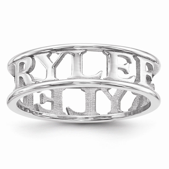 10k White Gold Casted High Polish Name Ring, Size: 10