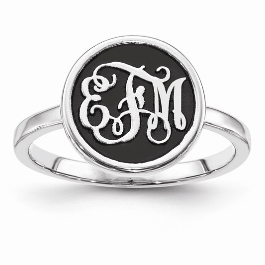 10k White Gold Casted High Polish with Antique background Ring, Size: 10