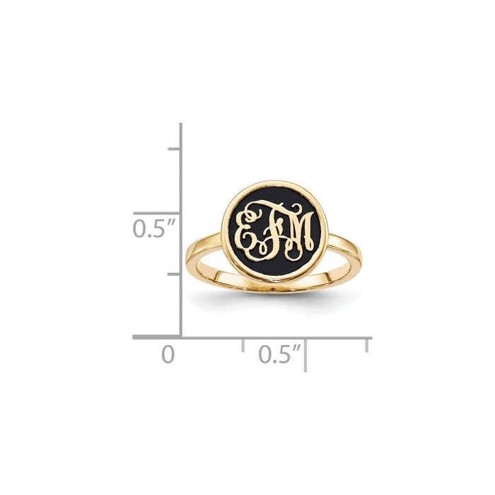10k Yellow Gold Casted High Polish with Antique background Ring, Size: 10