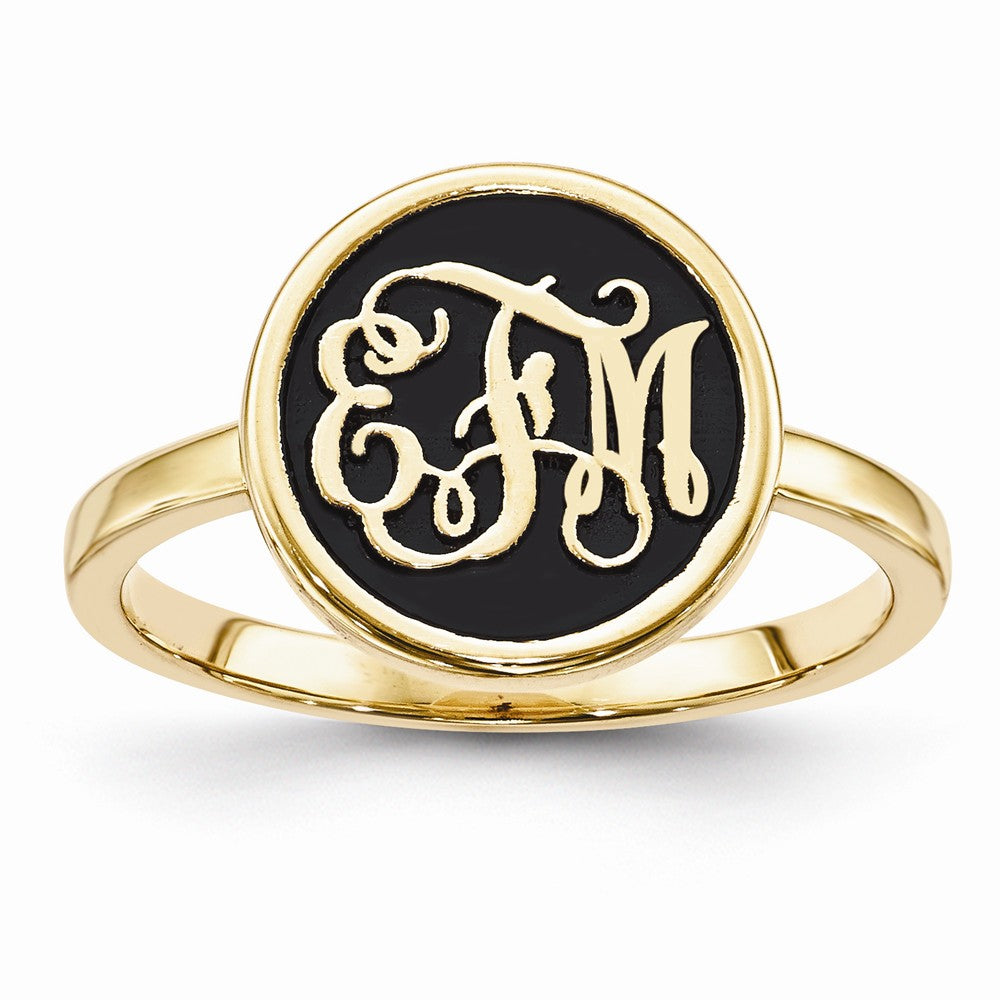 10k Yellow Gold Casted High Polish with Antique background Ring, Size: 10
