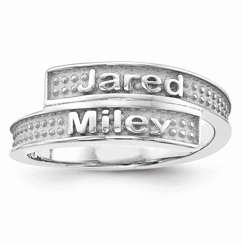 10k White Gold Casted High Polish with Sandblast background Ring, Size: 10