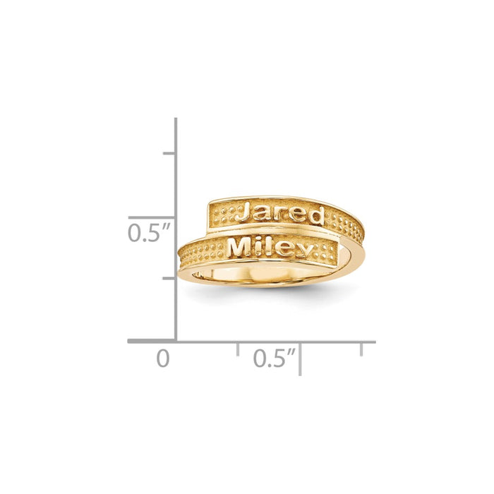 10k Yellow Gold Casted High Polish with Sandblast background Ring, Size: 10