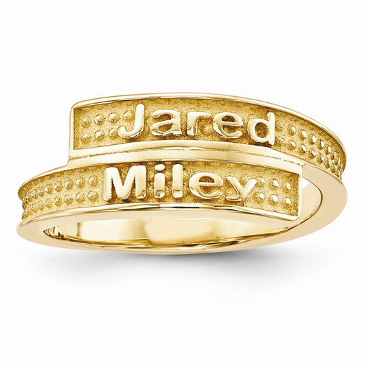 10k Yellow Gold Casted High Polish with Sandblast background Ring, Size: 10