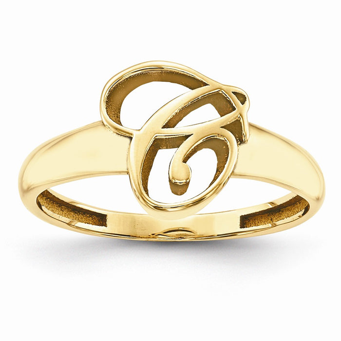 10k Yellow Gold Casted High Polish Initial Ring, Size: 10