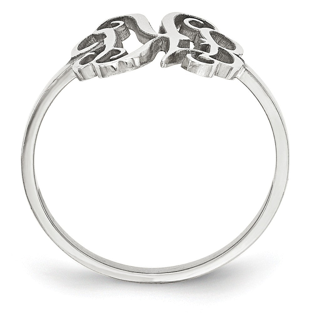 10k White Gold Laser Polished Monogram Ring, Size: 7