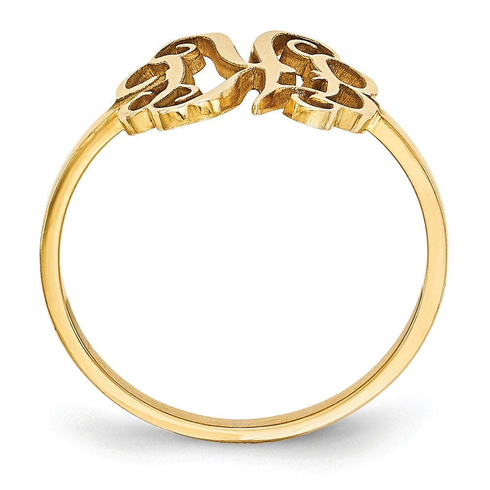 10k Yellow Gold Laser Polished Monogram Ring, Size: 7