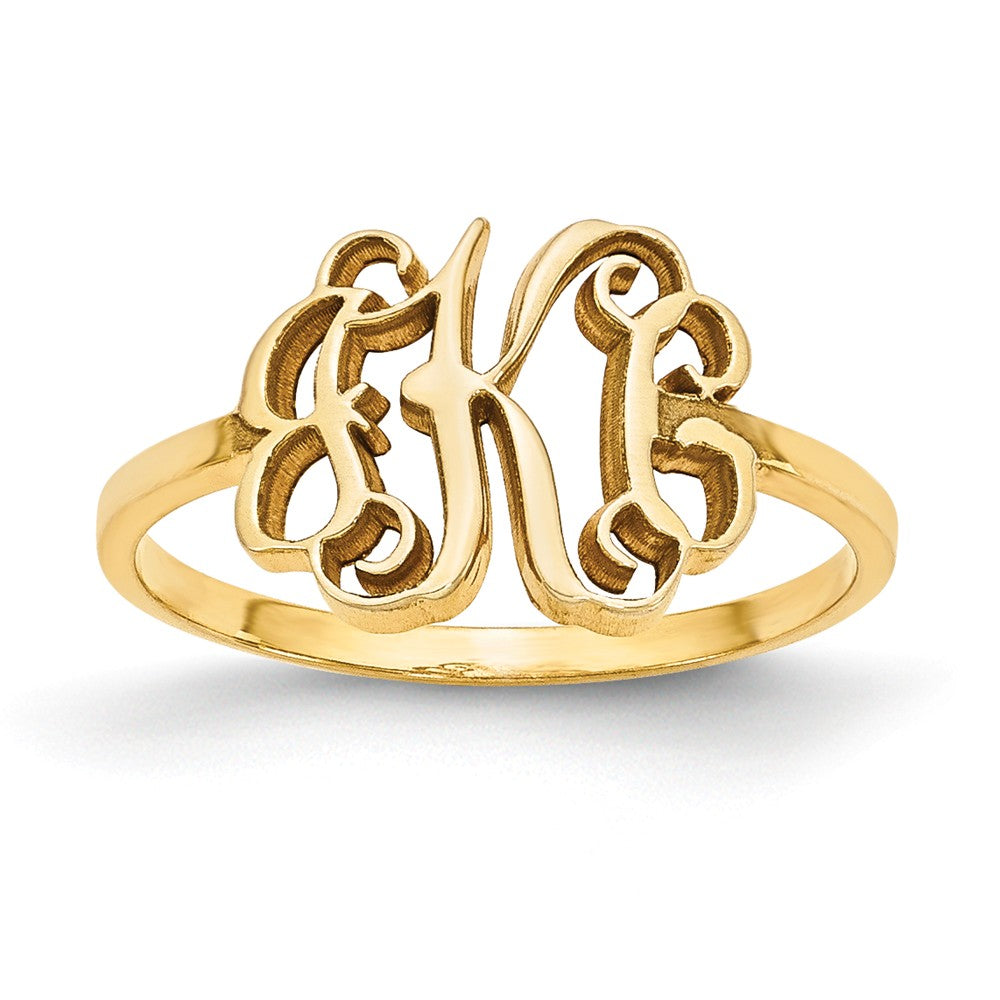 10k Yellow Gold Laser Polished Monogram Ring, Size: 7