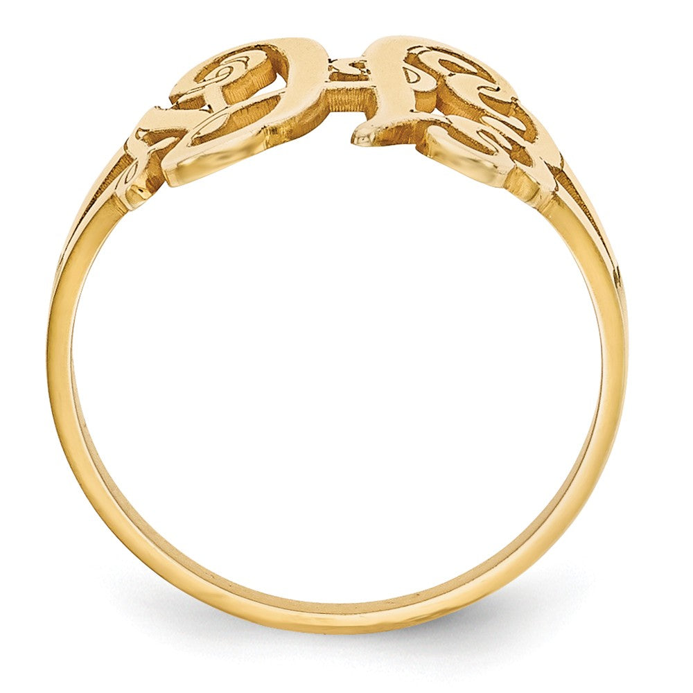 10k Yellow Gold Laser Polished Monogram Ring, Size: 7