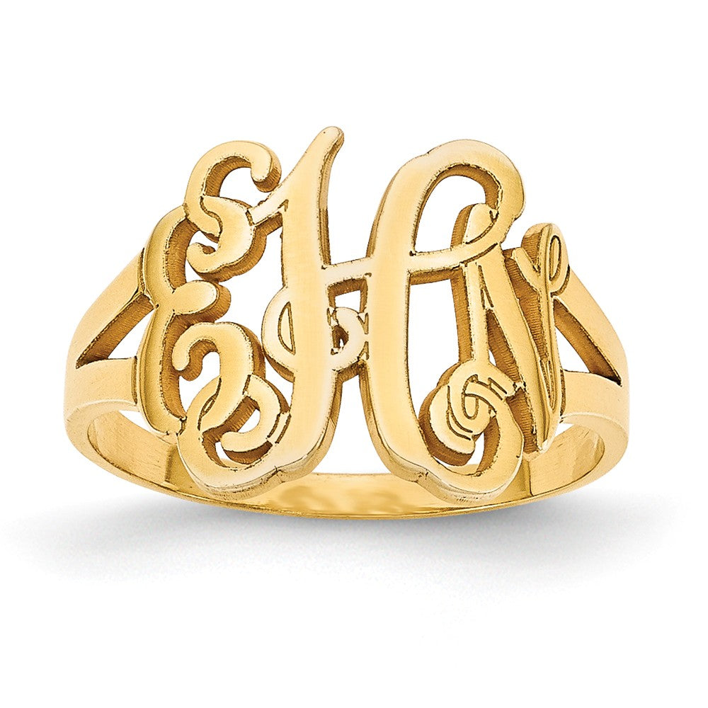 10k Yellow Gold Laser Polished Monogram Ring, Size: 7